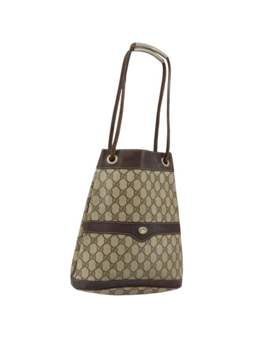 GUCCI GG Supreme Shoulder Bag PVC Beige Gold